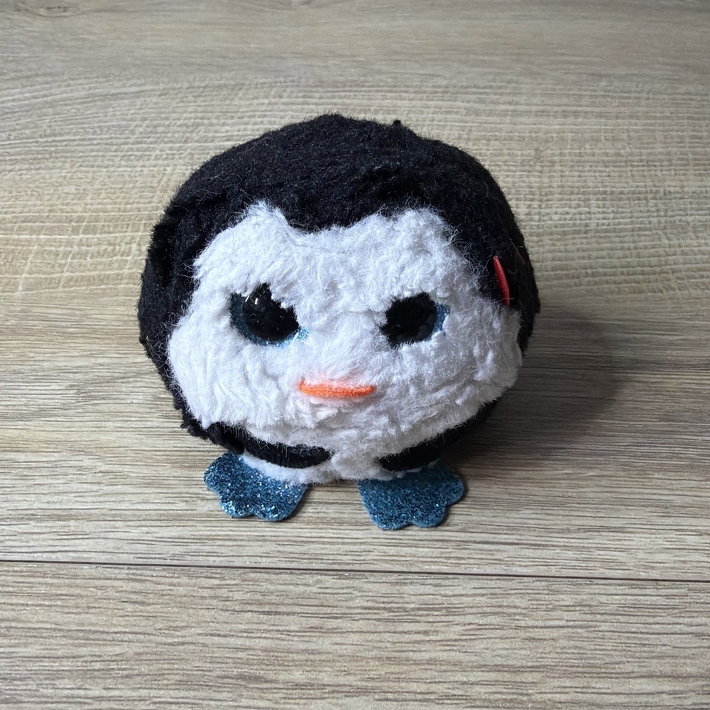 Ty Puffies Waddle Penguin Plush Sparkle Beanie Boos Round Cute Black White‎ Soft